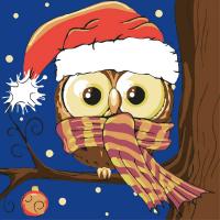 Картина по номерах Сова на гілці 20х20 см Strateg HH8008