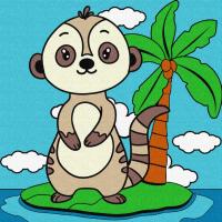 КАРТИНА ПО НОМЕРАХ ДЛЯ ДІТЕЙ ЛЕМУР 25х25см Ідейка KHO9069