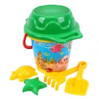 Іграшка Набір пісочний ТехноК - відро, лопатка, граблі, сито 2 формочки Технок 1448В