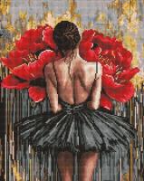 Алмазна мозаїка - Балерина з червоними півоніями ©art_selena_ua, 40х50см Ideyka AMO8356