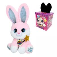 Інтерактивна іграшка Магічне зайченя, сидяча, вушка підсвічуються, пісні англійською, відтворює мелодії, реагує на дотик палички до носа, в коробці, (РОЖЕВИЙ) MIC M19773