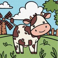 КАРТИНА ПО НОМЕРАХ ДЛЯ ДІТЕЙ ВЕСЕЛА КОРІВКА 25х25см Ідейка KHO9073