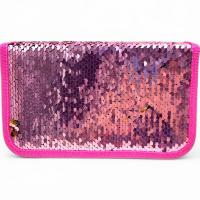 Пенал-книжка з паєтками (1 відділення) рожевий MIC 8010-1, 9017-1