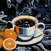 Картина за номерами на чорному фоні Кава з цитрусовими нотками 30х30 см Strateg SH3030-16