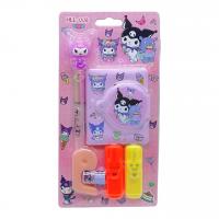 Набір канцелярського приладдя аніме Куромі (блокнот, ручка, маркер - 2 шт, скотч - 2 шт, диспенсер) - рожевий MIC 008KUЛК