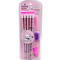Олівці Happy&Lucky HB з великою гумкою,10 штук (РОЖЕВИЙ) MIC H-7044