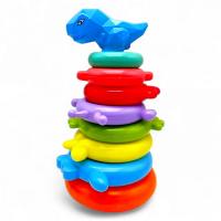 Пірамідка пластикова Динозаврик 7 рівнів, наліпки, у сітці (27 см) мікс видів MIC KD822-23