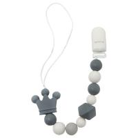 Силіконова ланцюжок для пустушки Корона, чорно-біла Mega Zayka №0511