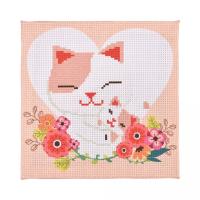Набір для творчості Вишивка хрестиком: Кішка з кошеням 20х20 см Strateg AX-202