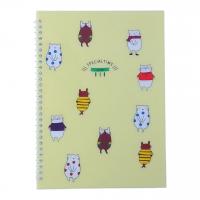 Зошит Котик А4, 48 аркушів, в клітинку, спіраль (жовтий) HAI BIN 971