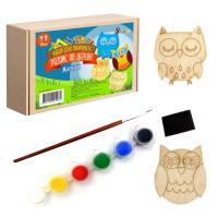 Набір для розпису по дереву Магніти: Сови Умняшка РД-005