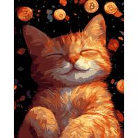 Картина по номерах на чорному фоні Руде кошеня 40х50 см Strateg AH1216-17