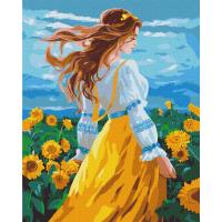 Картина по номерах Дівчина в полі соняхів 40х50 см Origami LW32490