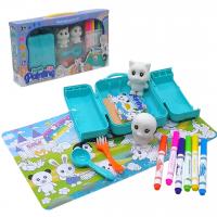 Набір для творчості DIY Graffiti and Washing: Тваринки 2 флоксові фігурки, 6 фломастерів, бокс-ванночка, щіточка MIC 832