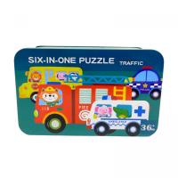 Пазли дитячі Транспорт, деревʼяні, 6 пазлів, пронумеровані, в боксі MIC C73875