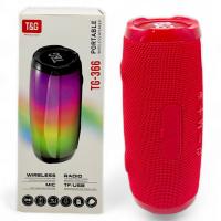 Колонка bluetooth, від акумулятора, підсвічування, type-C, TF-картка, usb-слот, AUX-роз’єм (червона) TandG C67903