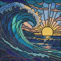 Алмазна мозаїка - Вітраж. Хвиля ©art_selena_ua, 30х30см Ideyka AMO8320