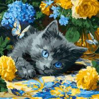 Набір для розпису по номерах КОШЕНЯ БЛАКИТНООКЕ 40Х40 СМ Ідейка KHO6795