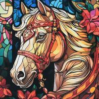 Алмазна мозаїка (не повна викладка) Білий кінь 30х30 см Strateg DEEX16289