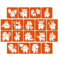 Набір трафаретів для біо-тату "Among Us #2" Among-Us-2-5x5-18, 18 трафаретів