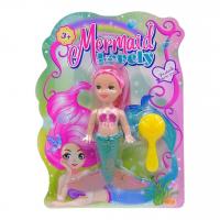 Лялька русалка, 12 см, гребінець (зелена з рожевим волоссям) MIC C970-6