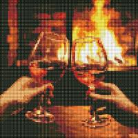 Алмазна мозаїка "Гріємось біля каміна" AMO7859 30х30 см