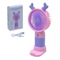 Вентилятор Олень, акумулятор (рожевий) MIC Q300A