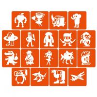 Набір трафаретів для біотату "Італійський брейнрот №1" Italian-brainrot_5x5_18_1