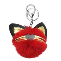 Брелок хутряний Пухнастик-котик, червоний MIC BR1523
