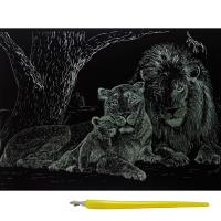 Гравюра Gold Metallic: Сім'я левів (А4) Эконом Danko toys ГрА4