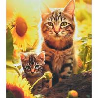 Алмазна мозаїка Мама і котик серед соняхів 40х50 см Strateg SK88289