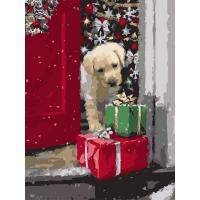 Картина по номерах Песик із подарунками 30х40 см Strateg SS1232