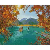 Алмазна мозаїка "Прогулянка гірським озером" DBS1017 Brushme 40х50 см