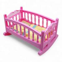 Ліжечко колиска для ляльок, велике, з постіллю, 44 х 25 х 32 см (рожеве) Bamsic 006/4
