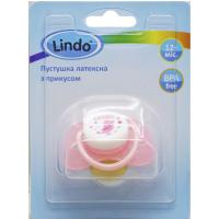 Пустушка латексна з прикусом, 12м+ (рожева) Lindo Pk 012/12+