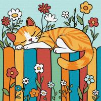 Картина за номерами Котик на паркані 25х25 см Ідейка KHO1232