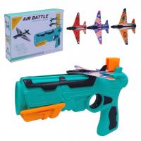Пістолет-запускач літачків, механічний принцип роботи, 3 літачки (бірюзовий) MIC HT016