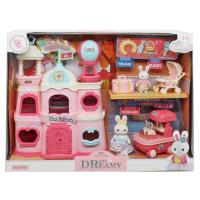 Будиночок з зайцями (3 поверхи, замок, гойдалка, фігурки, аксесуари, прилавок з морозивом, в коробці) MIC 6694