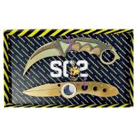 BOX Сувенірні ножі Керамбіт GOLD & Викидуха фліп GOLD Сувенир-Декор SO2-7-B