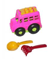 Автобус Бусик №1 + лопатка і грабельки (рожевий) Colorplast 0084