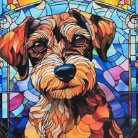 Алмазна мозаїка (не повна викладка) Вітражний пес 30х30 см Strateg DEEX16282