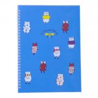 Зошит Котик А4, 48 аркушів, в клітинку, спіраль (синя) HAI BIN 971