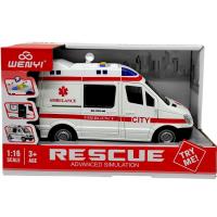 Машина Швидка допомога, підсвічування, звуки, інерція, в коробці MIC WY590E