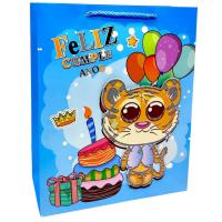 Пакет подарунковий, 32х26х12 см (ТИГРИК БЛАКИТНИЙ) MIC C69730