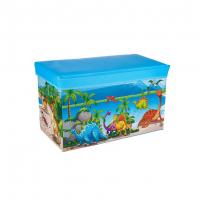 Кошик для іграшок MR 0362 пуф 61-31-35см  Динозаврики, Блакитний