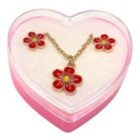 Дитячий набір прикрас: кулон+сережки (з червоною квіткою) MIC 4358-A/8