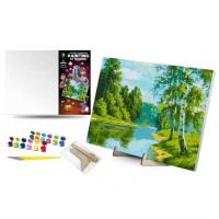 Картина по номерах 40х50 см Березовий край з деревʼяною підставкою qbee QB900-051