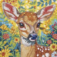 Алмазна мозаїка "Оленя в квітах" BH034 неповна викладка 25х25 см