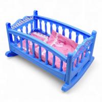 Ліжечко колиска для ляльок, велике, з постіллю, 44 х 25 х 32 см (блакитна) Bamsic 006/4