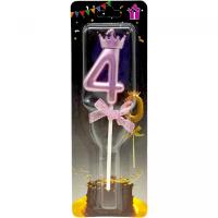 Свічка-цифра 4 з короною (Фіолетова) планшет MIC JY1064/TYS1